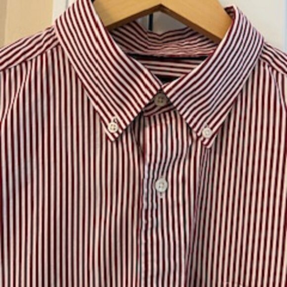 Men's Shirt Cremieux Classics Size Large Burgundy White Striped - Picture 1 of 6